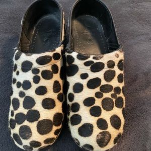 dansko cow print clogs